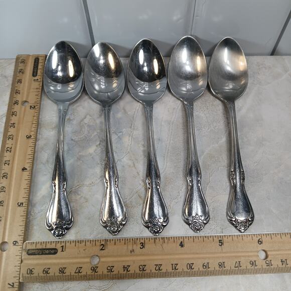 5 Vtg 1881 Rodgers Stainless Oneida Ltd Celebrity Teaspons Flatware Utensils - Picture 5 of 5